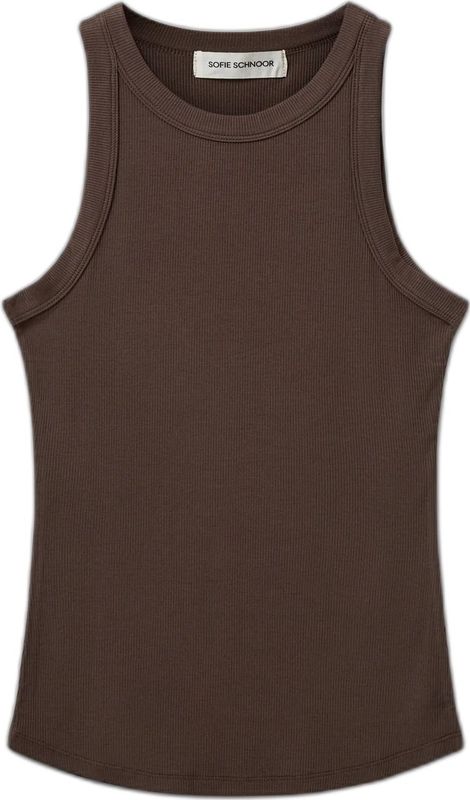 Sofie Schnoor - Snos 215 - Geribbelde Top - Bruin Fudge