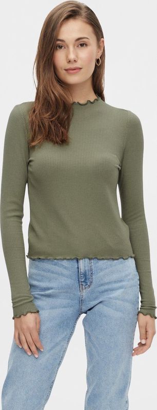 Longsleeve - Deep Lichen Green - Regular Fit - Hoge Kraag - Lange Mouwen