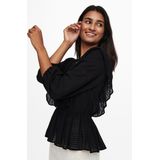 Blouse - V-hals - 3/4 Mouwen - Ruches - Viscose/Nylon