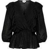 Blouse - V-hals - 3/4 Mouwen - Ruches - Viscose/Nylon