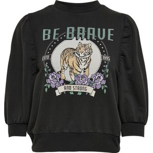 ONLY - ONLLUCINDA LIFE 2/4 Puffed Sweater - Zwart - Katoen - Met Print