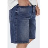 Shorts - Blauw - Katoen - Knielengte - Riemlussen
