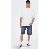 Shorts - Blauw - Katoen - Knielengte - Riemlussen