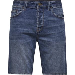 Shorts - Blauw - Katoen - Knielengte - Riemlussen
