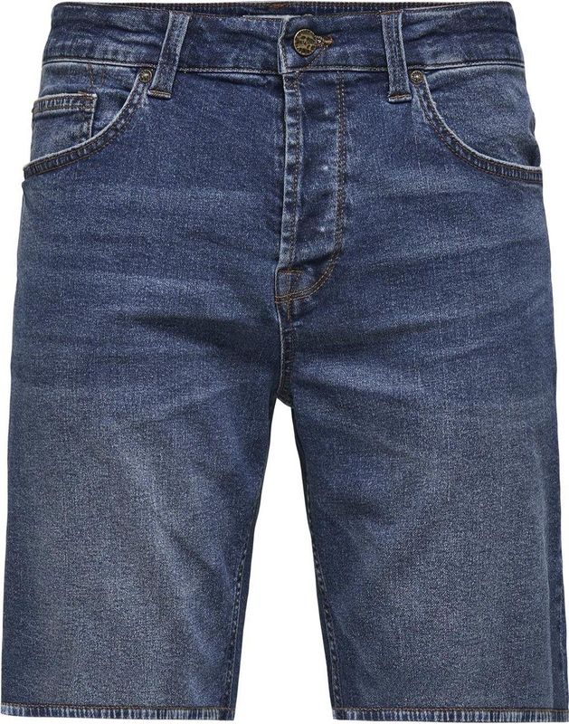 Shorts - Blauw - Katoen - Knielengte - Riemlussen