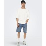 Denim Shorts - Blauw - Katoen - Mid Waist - Knielengte