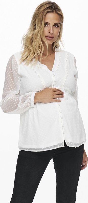 Only - Maternity Blouse - Wit - Klassieke Blouse - Met Borstvoedingsfunctie
