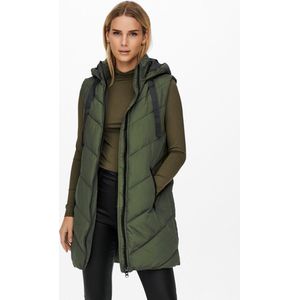 JDY - Puffer Gilet - Groen - Polyester - Capuchon met Koord