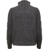 Pullovers - Donkergrijs Melange - Hoog Sluiten Kraag - Lange Mouwen - Gebreide Boord