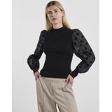 Gebreide Trui - Hoge Hals - Lange Mouwen - Zwart - Viscose/Nylon