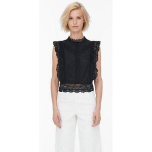 Only - Tops - Dames - Zwart - Katoen - Hoge Hals Mouwloze Top