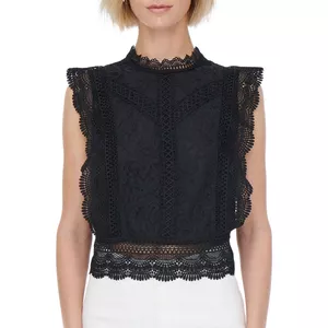 WOWENY Kanten bovenstuk voor dames, elegant shirt met 3/4 mouwen, V-hals, slim fit top met kant, basic kanten top, rekbaar, comfortabel, wit, S