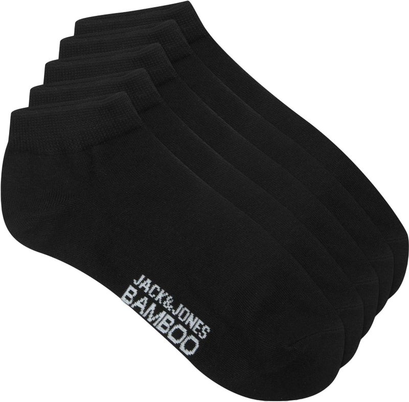JACK & JONES Jabasic Bamboo Korte sokken voor heren, verpakking van 5 stuks, Zwart/Detail: Zwart - Zwart - Zwart, One Size