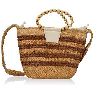Pieces Pcvera kleine jute tas dames, Eén maat, natuur strepen, bruin, Eén maat, Natuur strepen: bruin