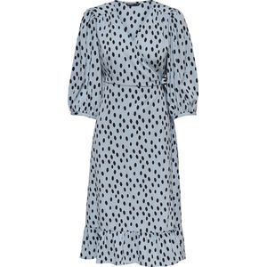 ONLY - ONLMARINA 3/4 Wrap Midi Dress - Gekleed - Blauwe Fog/Aop: Uneven Dot