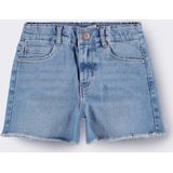 Korte Broeken - Denim - Regular Fit - High Waist - Gebleekte Lijnen - Five-pocket Design