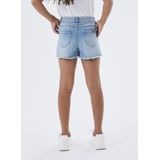 Korte Broeken - Denim - Regular Fit - High Waist - Gebleekte Lijnen - Five-pocket Design
