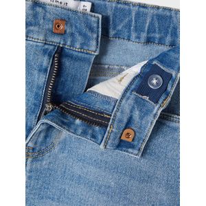 Korte Broeken - Denim - Regular Fit - High Waist - Gebleekte Lijnen - Five-pocket Design