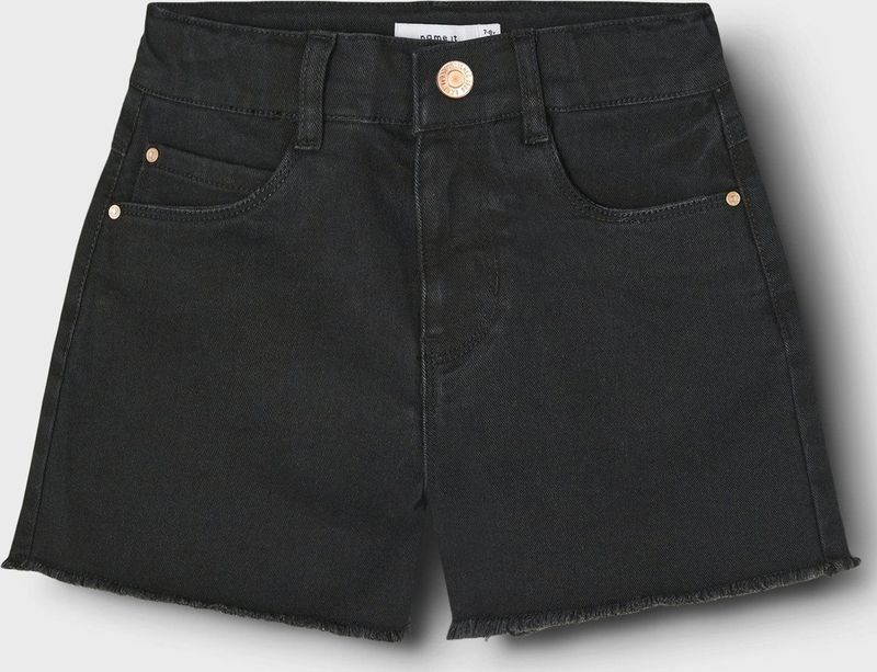 Denim - Korte Broek - Gebleekte Lijnen - High Waist - Regular Fit