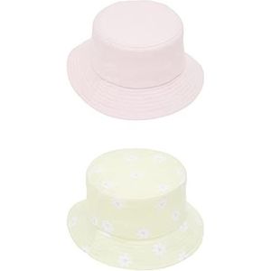 NAME IT Girl's NKFFISILLA 2P BUCKETHAT Hoed, Double Cream/Pack:Solid Violet Ice, 54/55