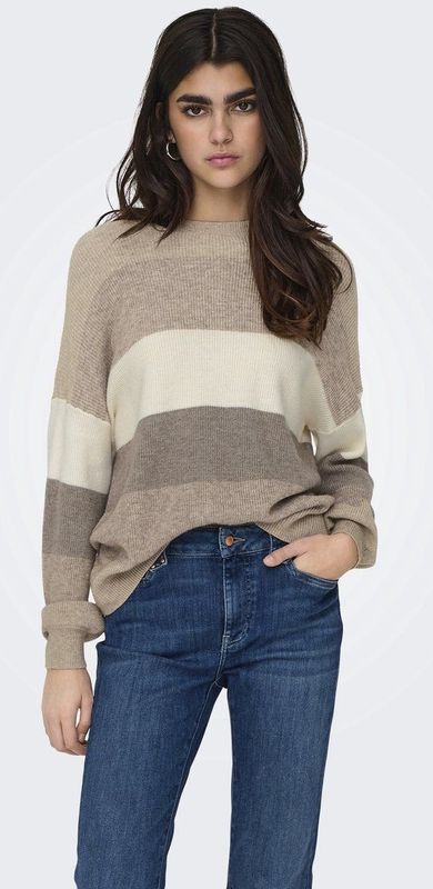Only Trui Onlatia Stripe Pullover Knt Noo 15220044 Feather Gray Dames