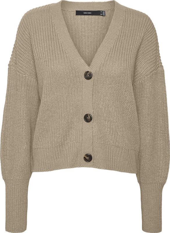 Vest - Lichtgrijs - V-Hals - Lange Mouwen - Regular Fit