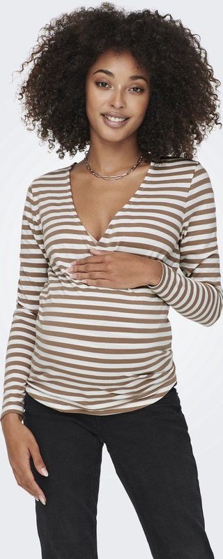 Only Maternity Shirt 'Joy'  bruin / wit