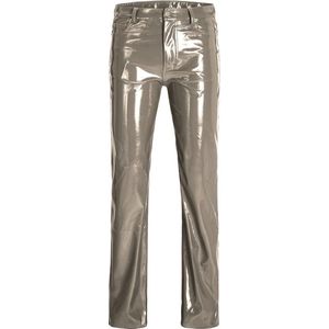 JACK & JONES Kenya Straight Faux Leat Broek Met Hoge Taille - Dames - Brindle / Detail Shiny