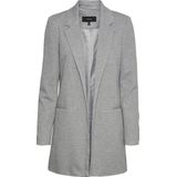 Blazer - Light Grey Melange - Ruimvallend - Lange Mouwen - Reverskraag