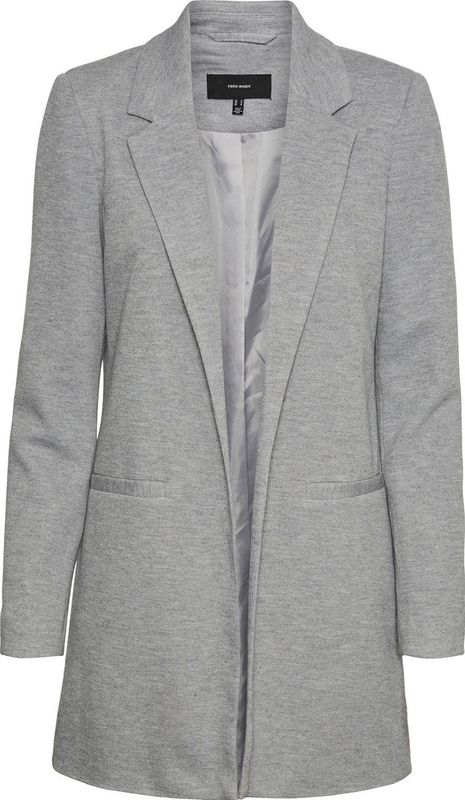 Blazer - Light Grey Melange - Ruimvallend - Lange Mouwen - Reverskraag