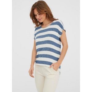 Vero Moda T-shirt Vmwide Stripe S l Top Ga Noos 10190017 China Blue snow White Dames