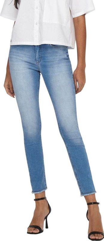 ONLY - ONLBLUSH LIFE MID SK ANK RAW REA155 - Dames Jeans - Skinny - Geruwde Randen