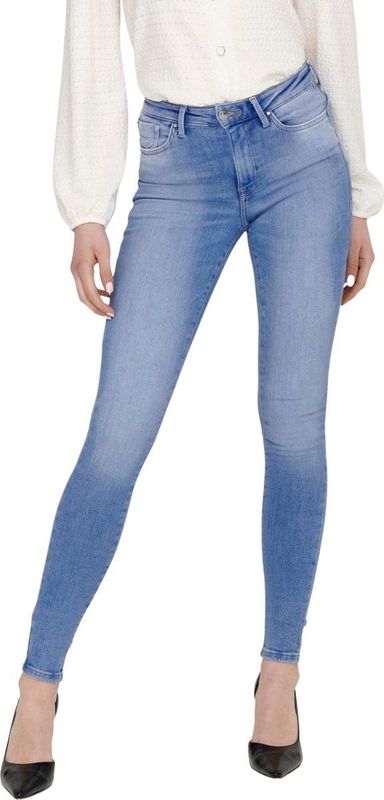 Skinny Fit Jeans - Mid Waist - Blauw - Katoen - Riemlussen