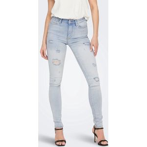 Onlforever - High Waist Skinny Fit Jeans - Blauw - Katoen - Versleten Zoom