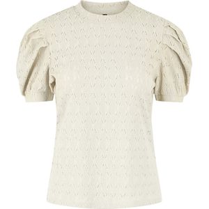 Top - Crème Wit - Polyester - Korte Pofmouw