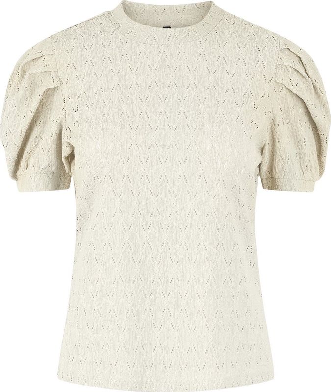 Top - Crème Wit - Polyester - Korte Pofmouw