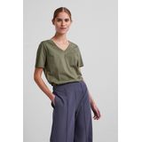 Pieces T-shirt Pcria Ss V-neck Solid Tee Noos Bc 17120455 Deep Lichen Green Dames