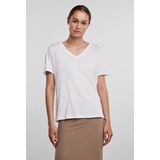 Pieces T-shirt Pcria Ss V-neck Solid Tee Noos Bc 17120455 Bright White Dames