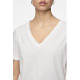 Pieces T-shirt Pcria Ss V-neck Solid Tee Noos Bc 17120455 Bright White Dames