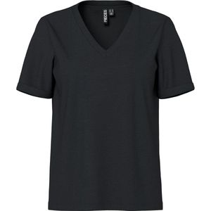 Pieces T-shirt Pcria Ss V-neck Solid Tee Noos Bc 17120455 Black Dames
