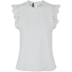 Mouwloze blouse, in kant PIECES. Polyamide materiaal. Maten XS. Wit kleur