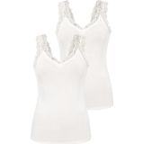 Pieces 2-Pack dames hemd kant - Lace Top - Barbera - XS - Zwart.