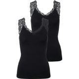 Pieces 2-Pack dames hemd kant - Lace Top - Barbera - XS - Zwart.