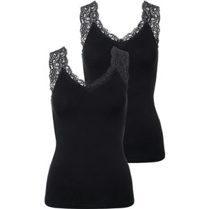 Pieces 2-Pack dames hemd kant - Lace Top - Barbera - XS - Zwart.