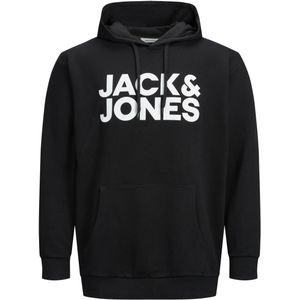 Hoodie - Plus - Geborsteld - Zwart - 50% Katoen - 30% Polyester - 20% Katoen