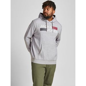 JACK & JONES Capuchontrui voor heren, plussize met, lichtgrijs gem., 8XL