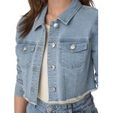 Denim Jas - Blauw - Katoen - Cropped Met Borstzakken
