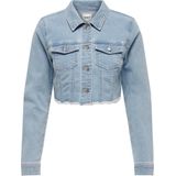 Denim Jas - Blauw - Katoen - Cropped Met Borstzakken