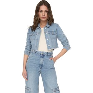 Denim Jas - Blauw - Katoen - Cropped Met Borstzakken