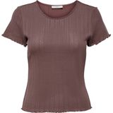 T-shirts - Katoen - O-hals - Korte Mouwen - Ruche Detail - Tight Fit